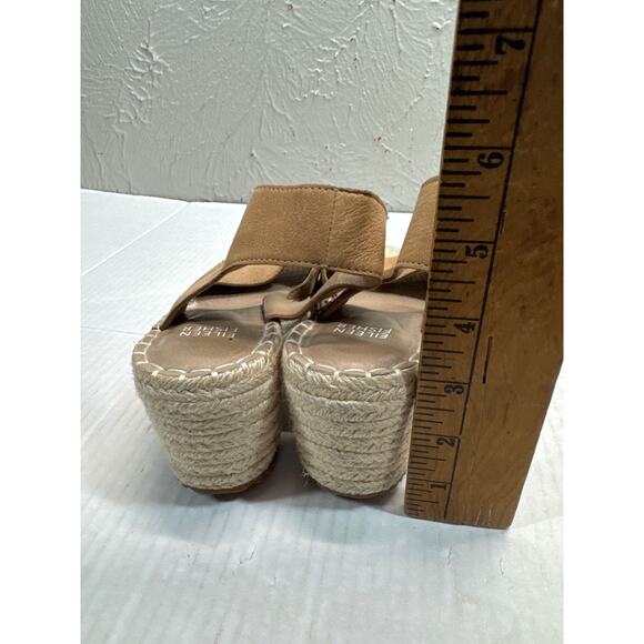Eileen Fisher Weslia Wedge Espadrille Sandals Brown Leather Size 8 - Picture 4 of 5